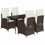 Set comedor de jardín 5 piezas y cojines ratán sintético marrón von , Gartensets - Ref: Foro24-3213197, Preis: 621,29 €, Raba...
