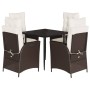 Set comedor de jardín 5 piezas y cojines ratán sintético marrón von , Gartensets - Ref: Foro24-3213195, Preis: 606,28 €, Raba...