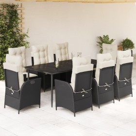 Set de comedor de jardín 9 pzas y cojines ratán sintético negro by , Garden sets - Ref: Foro24-3213162, Price: 1,00 €, Discou...