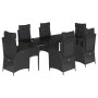 Set de comedor de jardín 7 pzas y cojines ratán sintético negro by , Garden sets - Ref: Foro24-3213181, Price: 950,89 €, Disc...