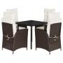 Set comedor de jardín 5 piezas y cojines ratán sintético marrón von , Gartensets - Ref: Foro24-3213205, Preis: 581,01 €, Raba...