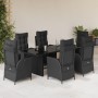 Set de comedor de jardín 7 pzas y cojines ratán sintético negro by , Garden sets - Ref: Foro24-3213115, Price: 814,71 €, Disc...