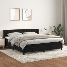 Cama box spring con colchón terciopelo negro 180x200 cm Cama box spring con colchón terciopelo negro 180x200 cm