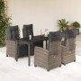 Set comedor de jardín 5 piezas con cojines ratán sintético gris von , Gartensets - Ref: Foro24-3212998, Preis: 643,30 €, Raba...