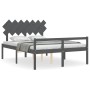 Doppelbett für Senioren, graues Kopfteil aus Massivholz von vidaXL, Betten und Lattenroste - Ref: Foro24-3195553, Preis: 168,...