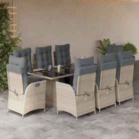Set comedor de jardín 9 pzas cojines ratán sintético gris claro von , Gartensets - Ref: Foro24-3213363, Preis: 1,00 €, Rabatt: %