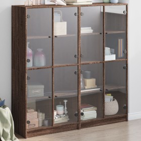 Estantería con puertas madera marrón roble 136x37x142 cm de , Aparadores - Ref: Foro24-3206523, Precio: 246,94 €, Descuento: %