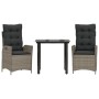 Set comedor de jardín 3 piezas con cojines ratán sintético gris von , Gartensets - Ref: Foro24-3213224, Preis: 340,29 €, Raba...