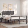 Doppelbett für Senioren, graues Kopfteil aus Massivholz von vidaXL, Betten und Lattenroste - Ref: Foro24-3195553, Preis: 168,...