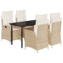 Set comedor de jardín 5 pzas con cojines ratán sintético beige by , Garden sets - Ref: Foro24-3213247, Price: 587,14 €, Disco...