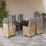 Set comedor de jardín 7 pzas con cojines ratán sintético beige by , Garden sets - Ref: Foro24-3213270, Price: 835,42 €, Disco...