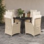 Set comedor de jardín 5 pzas con cojines ratán sintético beige de , Conjuntos de jardín - Ref: Foro24-3213245, Precio: 543,13 €