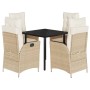 Set comedor de jardín 5 pzas con cojines ratán sintético beige von , Gartensets - Ref: Foro24-3213245, Preis: 598,32 €, Rabat...