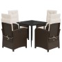 Set comedor de jardín 5 piezas y cojines ratán sintético marrón by , Garden sets - Ref: Foro24-3212331, Price: 563,30 €, Disc...