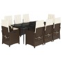 Set comedor para jardín 9 pzas y cojines ratán sintético marrón by , Garden sets - Ref: Foro24-3212338, Price: 1,00 €, Discou...