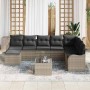Conjunto de sofá de jardín con cojín 9 pcs Gris claro Poliratán