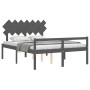Doppelbett für Senioren, graues Kopfteil aus Massivholz von vidaXL, Betten und Lattenroste - Ref: Foro24-3195553, Preis: 168,...