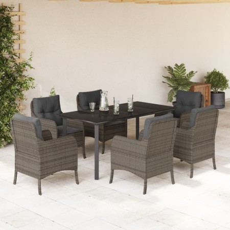 Set comedor jardín 7 pzas y cojines ratán sintético gris von , Gartensets - Ref: Foro24-3211959, Preis: 784,81 €, Rabatt: %