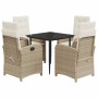 Set comedor de jardín 5 pzas con cojines ratán sintético beige von , Gartensets - Ref: Foro24-3212371, Preis: 532,33 €, Rabat...