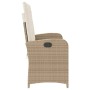 Sillón reclinable de jardín con cojines ratán sintético beige von , Gartenbänke - Ref: Foro24-368219, Preis: 165,55 €, Rabatt: %