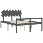 Doppelbett für Senioren, graues Kopfteil aus Massivholz von vidaXL, Betten und Lattenroste - Ref: Foro24-3195553, Preis: 168,...