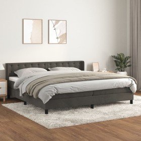 Cama box spring con colchón terciopelo gris oscuro 200x200 cm Cama box spring con colchón terciopelo gris oscuro 200x200 cm