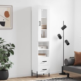 Aparador alto madera contrachapada blanco brillo 34,5x34x180 cm von , Sideboards - Ref: Foro24-3199307, Preis: 128,43 €, Raba...