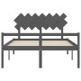 Doppelbett für Senioren, graues Kopfteil aus Massivholz von vidaXL, Betten und Lattenroste - Ref: Foro24-3195553, Preis: 168,...