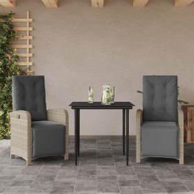 Sillas y mesita de jardín 3 piezas ratán sintético cojín gris von , Gartensets - Ref: Foro24-3212598, Preis: 384,74 €, Rabatt: %