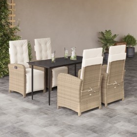 Set comedor de jardín 5 pzas con cojines ratán sintético beige de , Conjuntos de jardín - Ref: Foro24-3212572, Precio: 653,74...