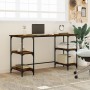 Escritorio metal madera ingeniería roble ahumado 140x50x75 cm by , Desks - Ref: Foro24-845328, Price: 88,25 €, Discount: %