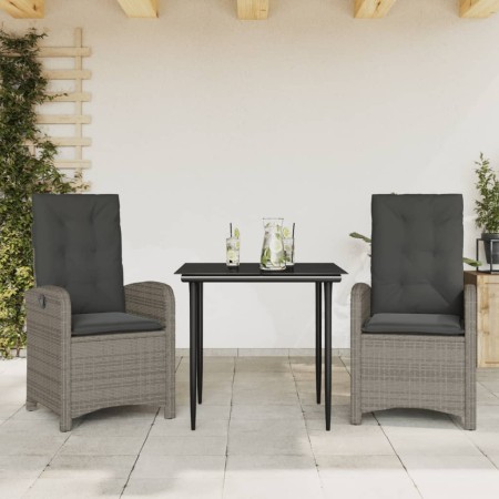 Set comedor de jardín 3 piezas con cojines ratán sintético gris by , Garden sets - Ref: Foro24-3212350, Price: 323,55 €, Disc...