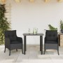 Set comedor de jardín 3 pzas con cojines ratán sintético negro de , Conjuntos de jardín - Ref: Foro24-3211927, Precio: 282,57 €