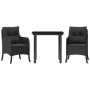 Set comedor de jardín 3 pzas con cojines ratán sintético negro de , Conjuntos de jardín - Ref: Foro24-3211927, Precio: 282,57 €