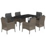 Set comedor jardín 7 pzas y cojines ratán sintético gris by , Garden sets - Ref: Foro24-3211952, Price: 806,37 €, Discount: %