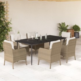 Set comedor de jardín 7 pzas con cojines ratán sintético beige by , Garden sets - Ref: Foro24-3211967, Price: 928,31 €, Disco...