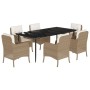 Set comedor de jardín 7 pzas con cojines ratán sintético beige de , Conjuntos de jardín - Ref: Foro24-3211967, Precio: 931,02...
