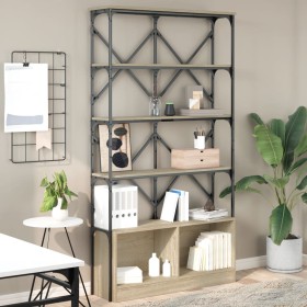 Estantería madera ingeniería y metal roble Sonoma 100x26x180 cm by , Bookcases and shelves - Ref: Foro24-845427, Price: 120,6...