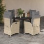 Set comedor de jardín 5 pzas con cojines ratán sintético beige de , Conjuntos de jardín - Ref: Foro24-3213266, Precio: 542,81...