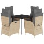 Set comedor de jardín 5 pzas con cojines ratán sintético beige de , Conjuntos de jardín - Ref: Foro24-3213266, Precio: 542,81...