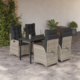 Set comedor de jardín 5 pzas cojines ratán sintético gris claro by , Garden sets - Ref: Foro24-3213287, Price: 536,97 €, Disc...