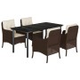 Set comedor de jardín 5 piezas y cojines ratán sintético marrón von , Gartensets - Ref: Foro24-3211944, Preis: 527,67 €, Raba...