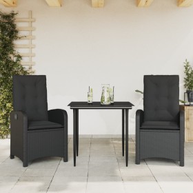Set comedor de jardín 3 pzas con cojines ratán sintético negro de , Conjuntos de jardín - Ref: Foro24-3212310, Precio: 306,49...