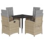 Set comedor de jardín 5 pzas con cojines ratán sintético beige by , Garden sets - Ref: Foro24-3212392, Price: 586,29 €, Disco...