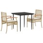Set comedor de jardín 3 pzas con cojines ratán sintético beige by , Garden sets - Ref: Foro24-3213624, Price: 237,50 €, Disco...