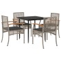 Set comedor de jardín 5 piezas con cojines ratán sintético gris von , Gartensets - Ref: Foro24-3213611, Preis: 314,45 €, Raba...