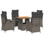 Set comedor de jardín 5 piezas con cojines ratán sintético gris by , Garden sets - Ref: Foro24-3277460, Price: 610,42 €, Disc...