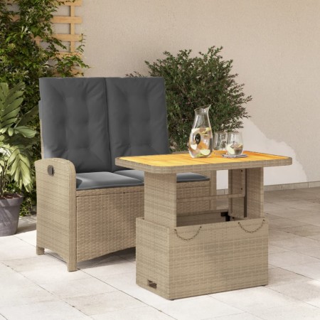 Set comedor de jardín 2 pzas con cojines ratán sintético beige by , Garden sets - Ref: Foro24-3277370, Price: 252,29 €, Disco...