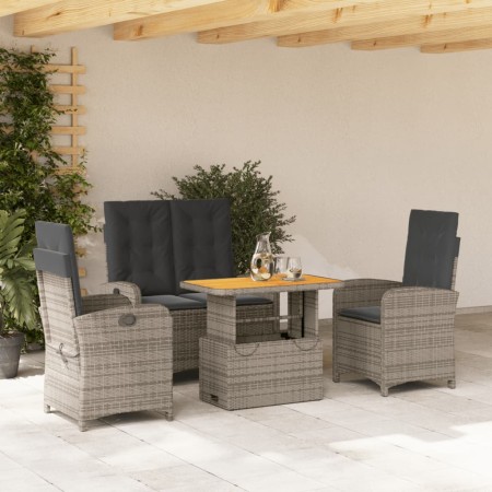 Juego de comedor de jardín 4 piezas con cojines ratán PE gris by , Garden sets - Ref: Foro24-3277347, Price: 445,59 €, Discou...
