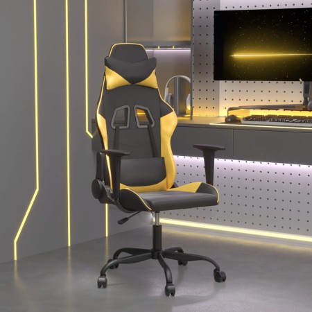 Silla gaming de masaje cuero sintético negro y dorado by , Gaming chairs - Ref: Foro24-345401, Price: 114,05 €, Discount: %